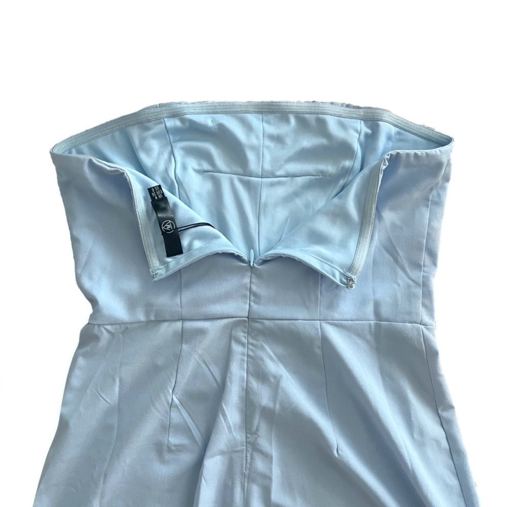Nwt Missguided Powder Blue Bandeau Palazo Wide Leg Jumpsuit Women’s Size 4 - Picture 4 of 5